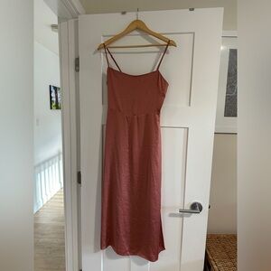 NWT Aritzia Wilfred Magdalena satin dress, Earthen Red, size 10